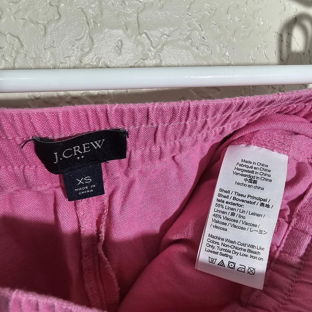 J. Crew Solid Pink Linen Blend Shorts